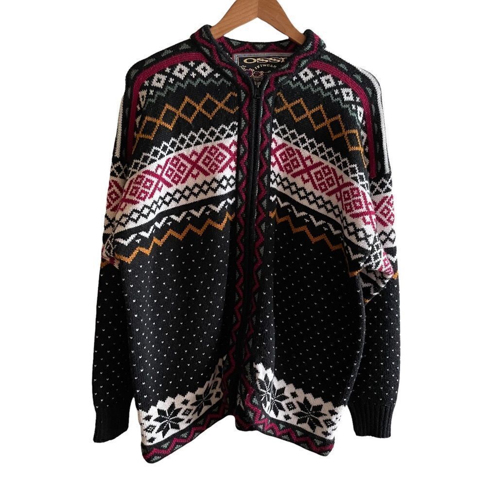 Ossi Skiwear ~ Wool Blend Knit Jacket ~ size Large